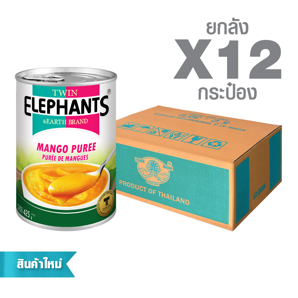 37-Twin Elephants_STD_Mango Puree_15 oz_packshot_2025-0 Canned Mango Puree (425 g. x 12 cans) - Image 1