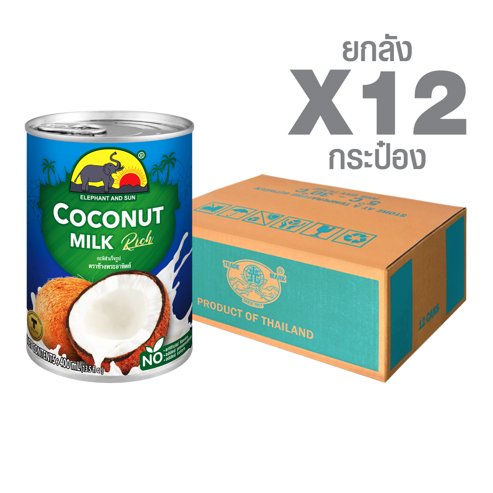 Coconut Milk Rich Elephant & Sun Brand Canned Coconut Milk Rich Elephant & Sun Brand (400 ml. x 12 cans) - Image 1